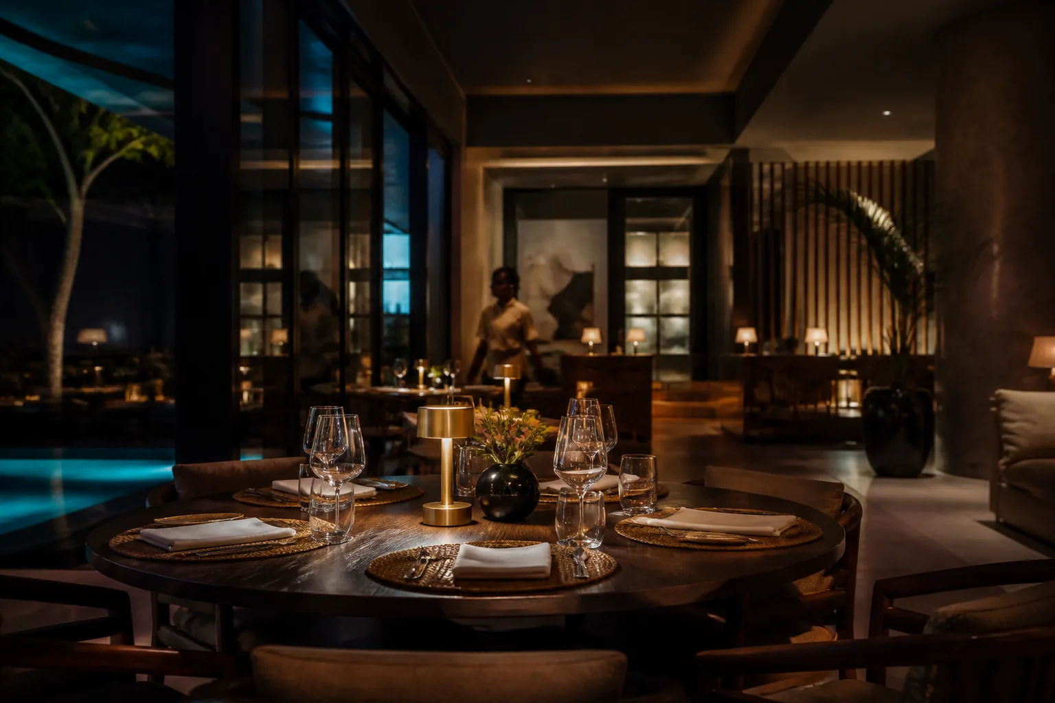 Table élégante dans un restaurant contemporain à l’ambiance chaleureuse